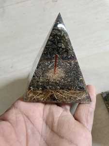 Best Quality Spiritual Natural tiger Eye With Shree Yantra Energy Healing Orgone <b>Pyramid</b> for EMF Protection - Product Image 3