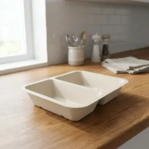 High Demand Oceanic Global Disposable 2CP Snack Tray Eco Friendly Compostable <b>Pulp</b> Moulded Modern Luxury Rectangular Food - Product Image 2