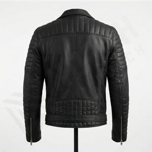Chaqueta de Motero Acolchada Personalizable para Hombre, de Piel Vacuna, con Cierre Frontal Completo, Impermeable, Elegante para Invierno, Color Personalizado - Product Image 2