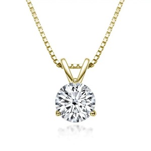 Collier pendentif pour femme en argent sterling 925 avec moissanite ronde de 1,0 carat, serti de 3 griffes, plaqué or jaune 18 carats, pour usage quotidien - Product Image 3