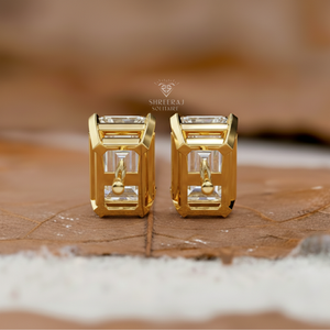 Boucles d'oreilles en diamant 0,5 ct 1,0 1,5 2,0 3,0 4,0 ct, diamants de laboratoire CVD/HPHT, taille émeraude, bijoux en or 14K/18K - Product Image 3