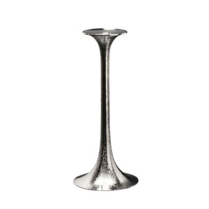 Set of 2 Modern Hammered Silver <b>Candlestick</b> Holders Tapered Metal Pillar Stands for Weddings and Luxury Home Decor - Product Image 6