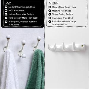 Ganchos de Pared de Cerámica con Doble Anillo, Ganchos Decorativos de Hierro Resistentes para Colgar Abrigos, Bolsos, Toallas WWH-475 - Product Image 3