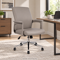 Chaise de bureau ergonomique moderne à dossier mi-haut en cuir PU, base chromée, hauteur réglable, pivotante, pour l'école, la maison, le bureau, siège de direction