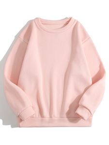 Sweat-shirt blanc à col rond coupe-vent en polaire pour femme, broderie florale, imprimé en relief, mélange polyester/coton, tricoté oversize, été - Product Image 2