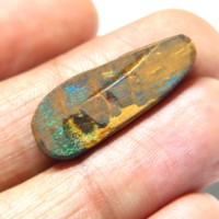 Ópalo de Boulder Natural de Australia, Cabujón Hecho a Mano, Gema de Ópalo Verde Fuego para Joyería