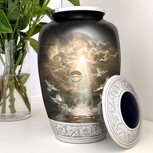 Custom Engraved Metal Cremation Urn Supplier Elegant Brass Urn for Human Cremation Ashes High Quality Aluminum <b>Memorial</b> Urn - Product Image 3