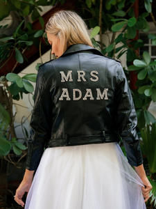 Customized Bridal <b>Wedding</b> Leather <b>Jacket</b> <b>for</b> Women, Genuine Leather Bride Gift <b>Jacket</b> with Custom Design - Product Image 1