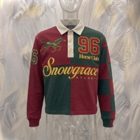 Maillot de rugby rayé court Snowgrace Atlanta, respirant, avec logo brodé, col rabattu, coupe décontractée, unisexe, vêtements pour adultes