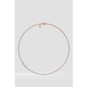 สร้อยคอเทนนิสเพชรเม็ดกลมผสมแบบพรีเมียม 9KT 10KT 14KT 18KT เงินสเตอร์ลิง เครื่องประดับหรูหราสำหรับงานแต่งงาน ของขวัญสำหรับผู้หญิง - Product Image 1