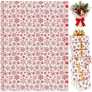 PLULON 60 Fogli di Carta Velina Rossa con Fiocchi di Neve Natalizi, Confezione per Regali e Decorazioni Floreali per Feste di Natale - Product Image 2