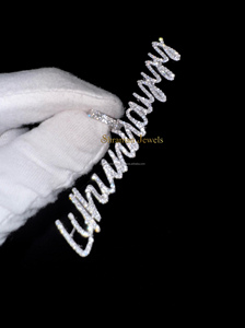 Colgante de Placa con Nombre Personalizado en Plata 925, Estilo Moderno, Letra Cursiva Grande, Incrustaciones Brillantes, Diamantes VVS Cultivados en Laboratorio, Unisex, Estilo Hip Hop - Product Image 5