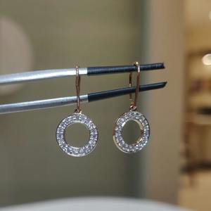 Pendientes de Oro de 14K con Diamantes Cultivados en Laboratorio, Diseño Circular, 0.22ctw, Certificados por IGI, Pequeños Diamantes Colgantes, Joyería Minimalista para Mujer - Product Image 3