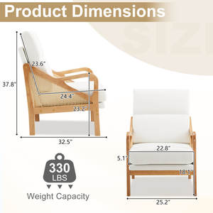 Chaise d'appoint de salon au design en rotin - Product Image 3