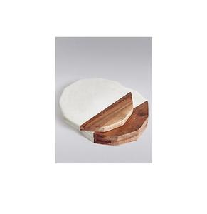 Juego de posavasos de madera y mármol premium, hechos a mano con piedra natural y madera de acacia, para protección de la mesa, decoración para té, café y bebidas. - Product Image 1