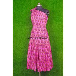 Vestido Midi Casual con Hombros Descubiertos, Hecho a Mano, 100% Algodón, Transpirable, Elegante, con Estampado Floral, Ecológico, Cómodo, para Fiesta - Product Image 5