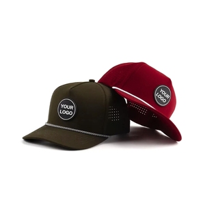 Factory OEM Breathable <b>Waterproof</b> Rope Golf Hats 6 Panel Custom Logo Rubber PVC Patch Adjustable Pre Curved Brim Sports Golf <b>Cap</b> - Product Image 6