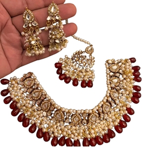 Premium Quality Wholesale Prices 24K Gold Plated Indian Pakistani Wedding Engagement Party Jewelry Women Necklace <b>Earrings</b> Tikka - Product Image 1