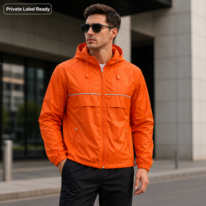 Custom Men's Thin Lightweight Hooded Soft Shell Waterproof Windproof <b>Jacket</b> OEM ODM Private Label Front All Seasons - Product Image 3