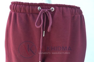 Burgundy Ladies High Waist Straight Leg Fleece Eco-Friendly Sweatpants Premium Cotton Blend Custom Design Private Label - Product Image 3