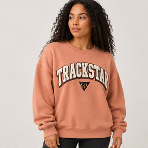 Sudadera de cuello redondo para mujer, color terracota, con letras estilo universitario, de manga larga, oversize, con logo personalizado, al por mayor - Product Image 4