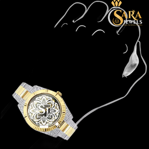 นาฬิกาเพชร VVS Moissanite สุดหรูการออกแบบแฟชั่นโบราณที่ไม่เหมือนใครการเคลื่อนที่อัตโนมัติเคสขนาด41มม. หน้าปัดตัวเลขอารบิก - Product Image 1