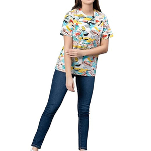 เสื้อยืดคอกลมแขนสั้นผู้หญิงแบบสั่งทำ OEM ทรงปกติ ระบายอากาศได้ดี ผลิตจากผ้าถักโพลีเอสเตอร์ 100% สไตล์ลำลองสำหรับฤดูใบไม้ผลิและฤดูร้อน - Product Image 2