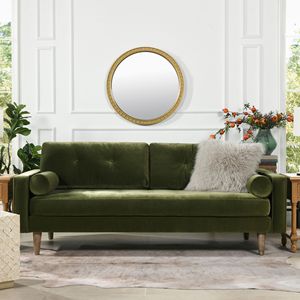 Divano Nicholas 83.5'' in Velluto Verde Oliva Stile Mid-Century Modern per Soggiorno - Product Image 1