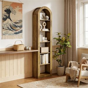 Libreria ad Arco Aperta Robusta e Naturale, Espositore per Libri - Product Image 1