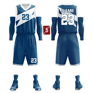 Ensemble de maillot et short de basket-ball personnalisé unisexe sans manches à col en V, numéro 23, respirant, 100% polyester, vêtements de sport pour adultes - Product Image 4
