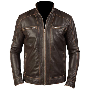 Big & Tall Men's Genuine Leather Motorcycle Jackets-<b>Rugged</b> Vintage Style Breathable Design Superior Protection Pockets - Product Image 4