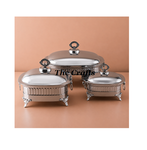 Attractive Design Chafing Dish Stainless Steel Food <b>Warmer</b> Chafing Dish Set Of Three Different Sizes <b>Buffet</b> Serving Dish - Product Image 1
