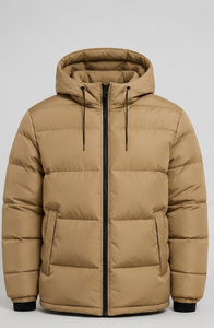 Blouson d'hiver matelassé pour homme 2023, rouge, avec logo frontal, à capuche, fermeture éclair, coupe-vent, doublé, séchage rapide, respirant, léger - Product Image 3