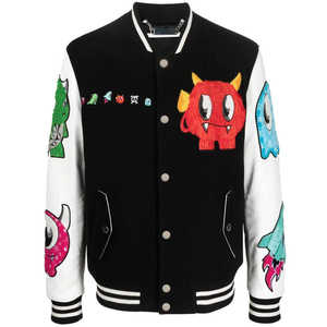 Custom OEM Private Label <b>Men</b> Satin Chenille <b>Letter</b> Snap Front Rib Collar Cuffs Hem Streetwear Varsity <b>Jacket</b> - Product Image 5