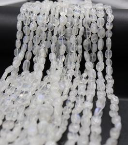 Cuentas Ovaladas Lisas de Piedra Lunar Arcoíris Natural de Alta Calidad de 13 Pulgadas para la Elaboración de Joyas - Product Image 5