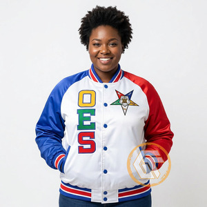 Chaqueta universitaria bordada de satén Eastern Star OES transpirable de secado rápido para mujer con botones cubiertos, 100% poliéster seda - Product Image 2