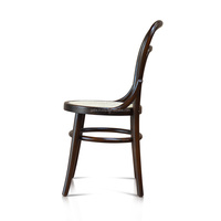 Chaise de salle à manger de style Thonet Hoffman moderne, couleur foncée, design en rotin, bois de teck, décoration d'intérieur, anniversaire