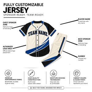 Conjunto de camiseta de béisbol para adultos, manga corta, estampado sublimado, absorbe la humedad, 100% poliéster, nombre del equipo, número personalizable - Product Image 1