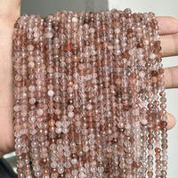 Perles en vrac de quartz rutilé rouge naturel taillé et facetté, superbes, vente en gros, pour la fabrication de bijoux DIY
