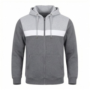Ensemble de survêtement gris pour homme, manches longues, col montant, fermeture éclair sur le devant, logo, couleur unie, respirant, coupe classique, vêtements d'automne - Product Image 1