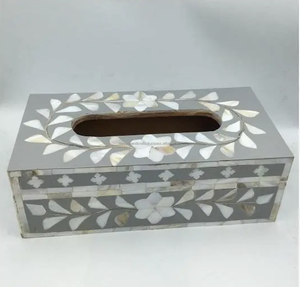 Caja de Papel Tisú de Estilo Clásico con Incrustaciones de Nácar para Decoración de Mesa de Restaurantes con Diseño de Concha Marina de Aspecto Premium - Product Image 1