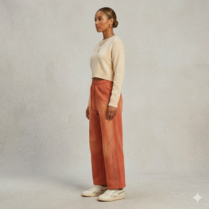 Orange Vintage Washed Rhinestone Sweatpants Wide Leg Joggers Men Women Oversized Streetwear Loose Fit Casual Trousers - Product Image 5