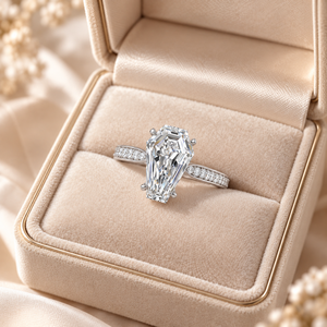 2ct Coffin & 0.08ct Round Cut Lab Grown Diamond Classic 10K 14K 18K Solid Gold Diamond Engagement <b>Ring</b> IGI Certified Color DEF - Product Image 5
