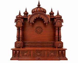 Mandir de Madera Tallada con Acabado Oscuro de Lujo para Pooja en Casa - Product Image 3