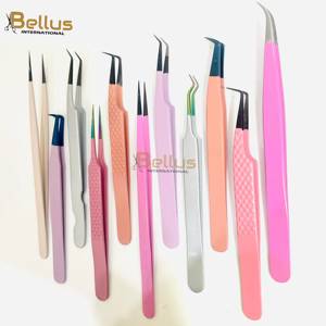 Juego Profesional de 3 Pinzas para Pestañas con Punta de Diamante, Rectas y en Ángulo de 45 Grados °   Acero inoxidable de doble tono - Product Image 6