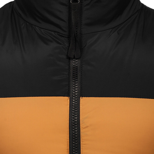 Men's Color Blocked Puffer Vest Stand Collar <b>Waterproof</b> Windproof Winter Outerwear Casual Sleeveless Waistcoat PU Leather Shell - Product Image 2