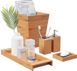 Juego de Decoración de Baño Ecológico de Bambú de 5 Piezas - Accesorios de Madera Estéticos - Product Image 3