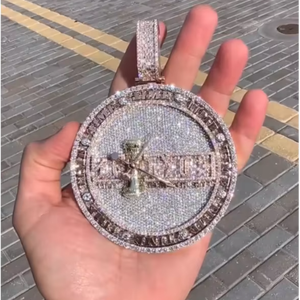 Colgante de Moissanita VVS Personalizado para Hombre, Chapado en Oro de 14K sobre Plata 925, con Letra, Nombre o Logotipo, Estilo Hip Hop Iced Out, Pasa Prueba de Diamante - Product Image 1