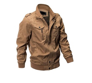Custom Logo Windproof Brown Plus Size <b>Men's</b> Corduroy Bomber <b>Jacket</b> with Stand Collar Casual Outerwear for Autumn Season - Product Image 2