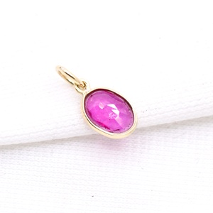 จี้รูปไข่พลอยทับทิมธรรมชาติ ทองคำแท้ 14K งานแฮนด์เมด เครื่องประดับชั้นดี ของขวัญสำหรับผู้หญิง - Product Image 3
